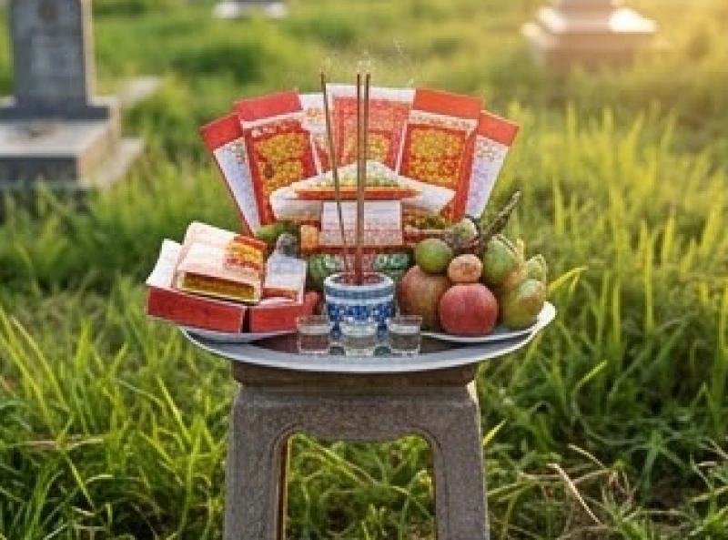 Văn khấn thần linh ngoài mộ: Bài cúng chuẩn tâm linh cho mọi dịp 1 Mâm lễ cúng các vị thần linh cai quản nghĩa trang được đặt gọn gàng trên đôn kê cao trước khi vào viếng gia tiên