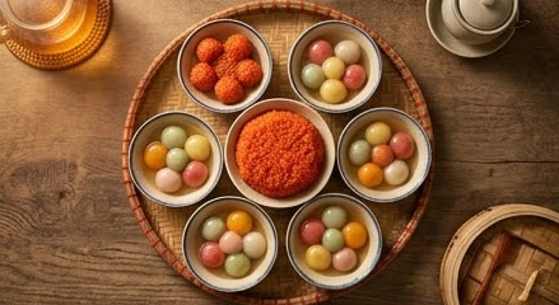 Văn khấn thôi nôi bé gái: Bài cúng Mụ chuẩn và mâm lễ 3 miền 1 Mâm lễ thôi nôi dành cho bé gái với xôi gấc đỏ và chè trôi nước truyền thống