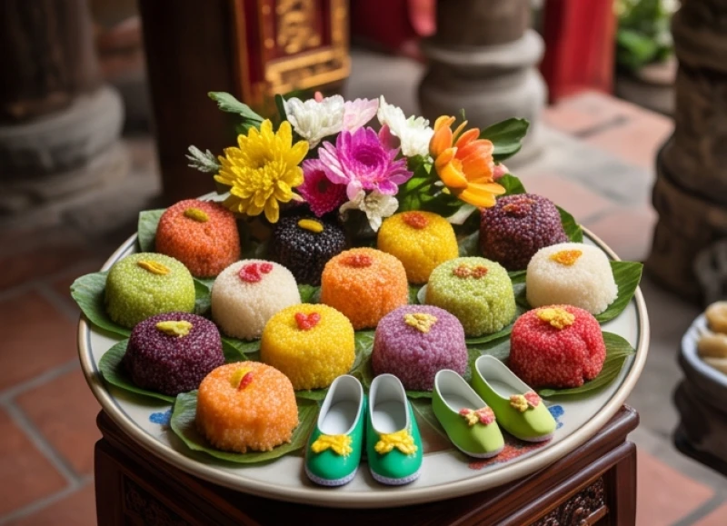 Văn khấn lễ hội Đền Bắc Lệ: Trọn bộ bài khấn và hướng dẫn đi hội 4 Các phần đồ lễ đặc biệt gồm hài xanh và các món chay được sắp thành 15 phần gọn gàng dâng ban Sơn Trang