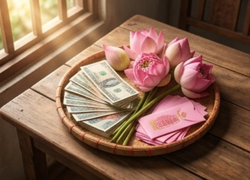 Mâm lễ dâng lên các bà Mụ và gia tiên để cầu tự sinh con gái