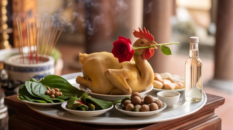 Văn khấn chuộc khoán cho con: Sắm lễ vật và quy trình bài bản 1 Mâm lễ vật trang nghiêm được chuẩn bị kỹ lưỡng để dâng lên ban Đức Ông trong nghi thức chuộc khoán cho con
