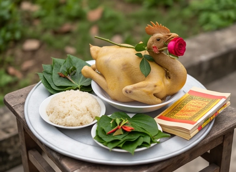 Văn khấn tảo mộ tiết Thanh Minh: 3 bài cúng chuẩn và giờ đẹp 2 Mâm cỗ mặn cúng Quan Thần linh tại nghĩa trang với xôi, gà luộc, trầu cau và vàng mã được bày trí trang nghiêm