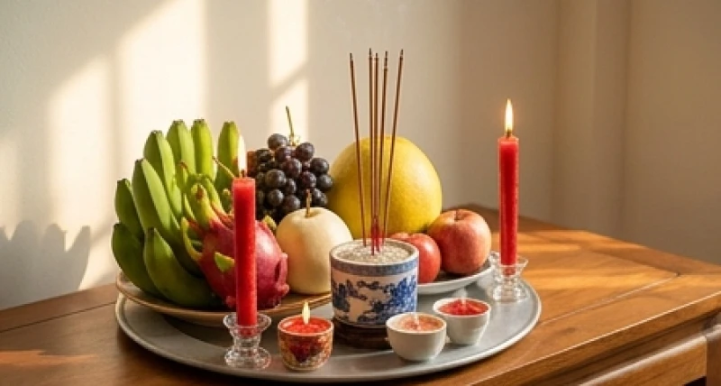 Văn khấn Thổ Công mùng 2 Tết: Bài cúng chuẩn và cách sắm lễ 1 Mâm lễ cúng Thổ Công mùng 2 Tết tươm tất với hương đăng và vật phẩm truyền thống