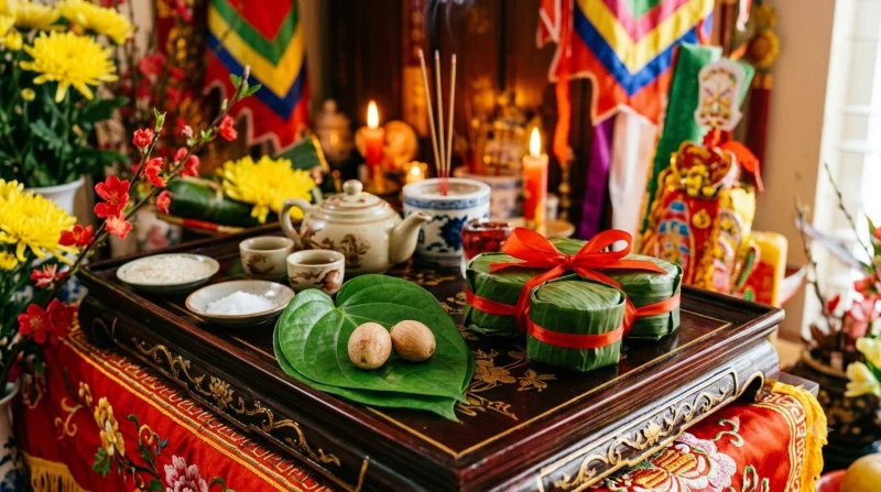 Văn khấn cầu duyên: Trình tự dâng lễ, viết sớ và tạ lễ bài bản 12 Mâm lễ tạ ơn với trầu cau kép và bánh phu thê đôi thể hiện sự có đôi có cặp