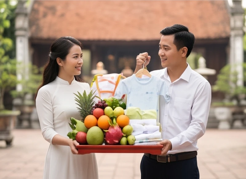 Văn khấn cầu con tại chùa: Bài khấn chuẩn, lễ vật và văn tạ lễ 10 Gia đình mang theo mâm hoa quả tươi cùng quần áo trẻ sơ sinh đến trước cửa Phật để tạ ơn sau khi sinh nở