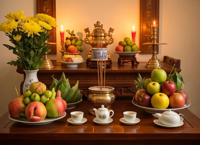 Văn khấn ngày giỗ chuẩn truyền thống: Trình tự nghi lễ bài bản 1 Mâm lễ thắp hương được bày biện gọn gàng để dâng lên cùng bài văn khấn ngày giỗ