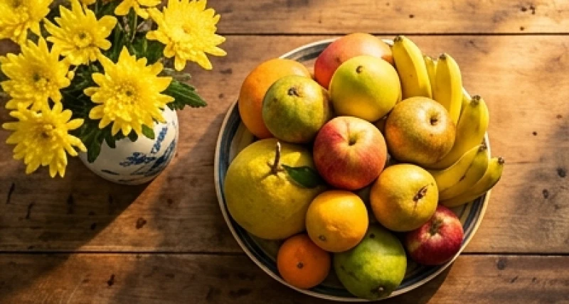 Văn khấn Bà Bổn Mạng: Bài cúng chuẩn danh xưng và cách sắm lễ 4 Mâm ngũ quả tròn trịa và bình hoa cúc vàng tươi tắn dâng lên bàn thờ