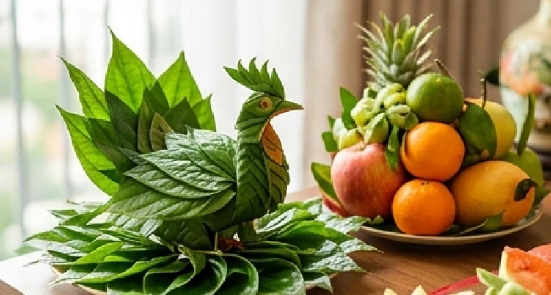 Văn khấn Thổ Công mùng 1 Tết: Bài cúng chuẩn và cách xưng thỉnh 4 Đĩa trầu têm cánh phượng và mâm ngũ quả tươi tắn đặt trên bàn thờ Thổ Địa ngày Tết