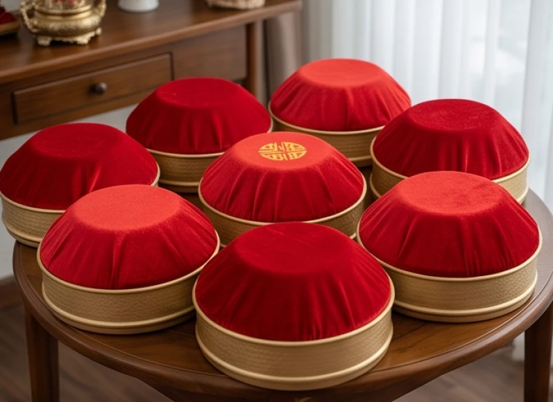 Mâm quả cưới truyền thống Việt Nam được bày trí đẹp mắt với trầu cau và bánh phu thê
