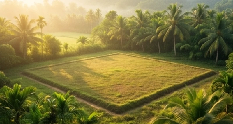 Mảnh đất vuông vức bằng phẳng ngập tràn ánh nắng ban mai thể hiện phong thủy cực kỳ tốt lành
