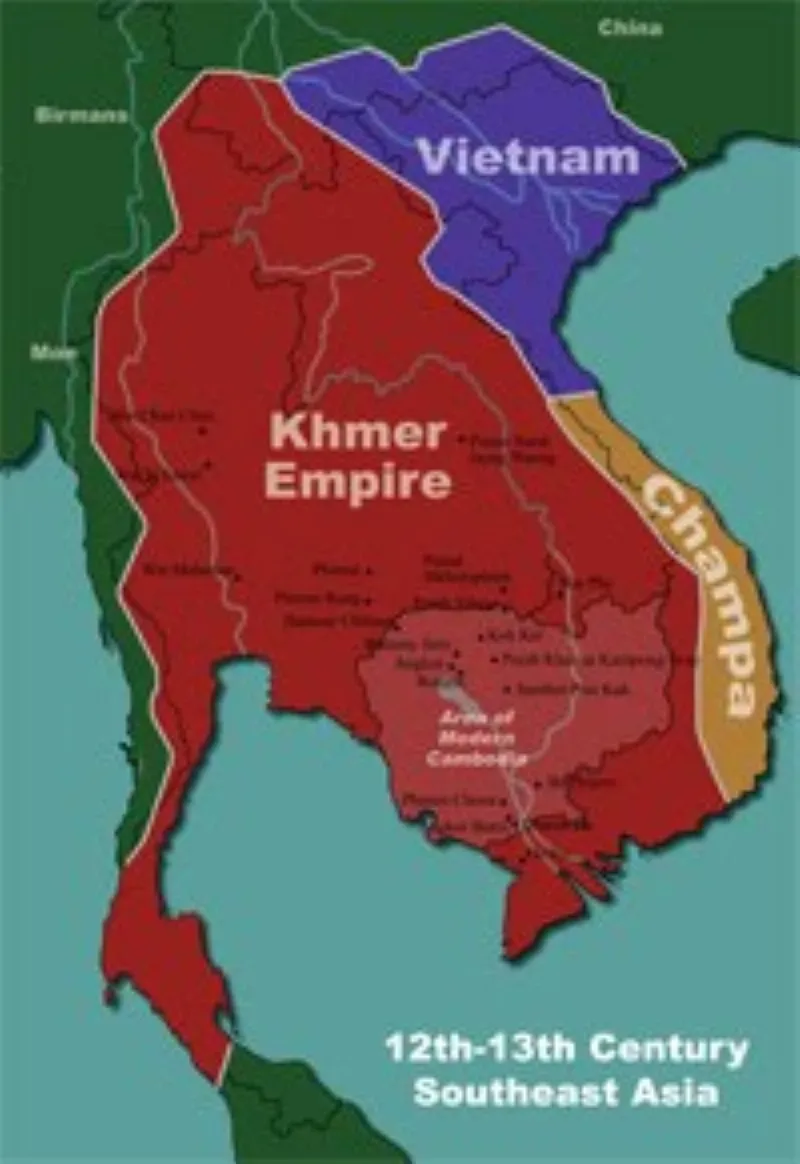 map of khmer empire 12th-13th century