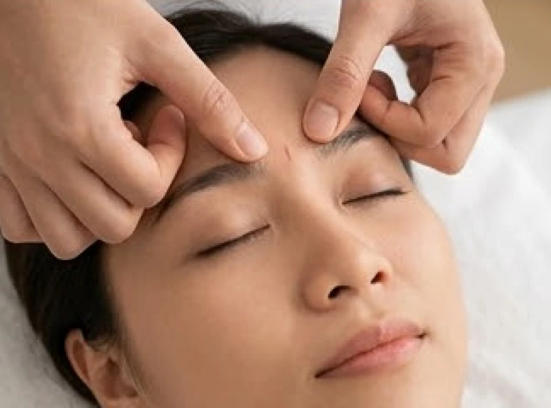 Mắt giật liên tục là điềm gì? Phân biệt tâm linh và y học 8 Thao tác dùng ngón tay day ấn huyệt toản trúc ở đầu chân mày để cắt cơn giật nháy mắt