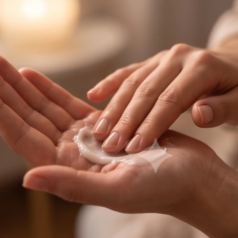 Đường chỉ tay lộn xộn: Ý nghĩa nam nữ, trái phải và cách cải vận 8 Một người đang thoa kem dưỡng và dùng ngón tay cái mát-xa nhẹ nhàng lòng bàn tay để thư giãn
