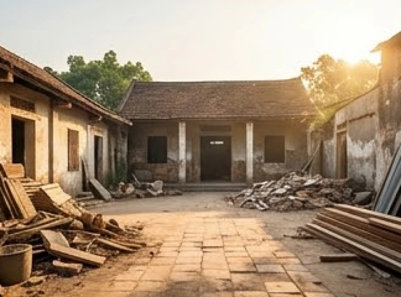 Văn khấn tháo dỡ nhà cũ: Bài cúng chuẩn và thủ tục thực địa 7 Khuôn viên đất cũ đã được dọn dẹp phần lớn tạo ra không gian thanh tịnh để chuẩn bị đập phá toàn bộ