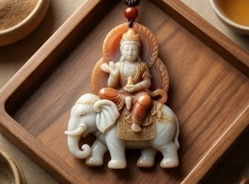 Phật bản mệnh tuổi Thìn: chọn đá ngũ hành và cách khai quang 1 Mặt dây chuyền Phổ Hiền Bồ Tát tinh xảo, vị phật bản mệnh tuổi thìn cưỡi voi trắng sáu ngà.