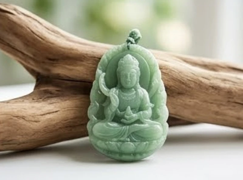 Mặt dây chuyền chạm khắc hình Phổ Hiền Bồ Tát tinh xảo chế tác từ đá tự nhiên