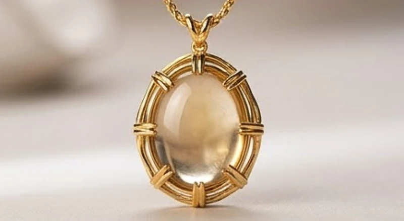 Mặt dây chuyền phong thủy được bọc khung vàng 18K sang trọng với các chấu giữ đá vô cùng chắc chắn