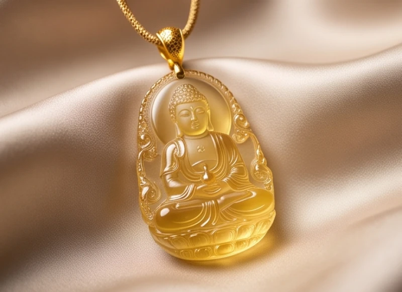 Mặt Phật Phổ Hiền chạm khắc từ đá thạch anh vàng tinh khiết, pháp khí hộ mệnh cho tuổi Thìn