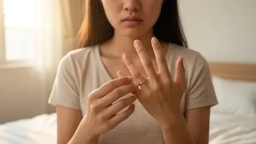 Bàn tay phụ nữ trống trơn sau khi làm rơi trang sức, gợi lên nỗi băn khoăn mất nhẫn là điềm gì theo quan niệm dân gian