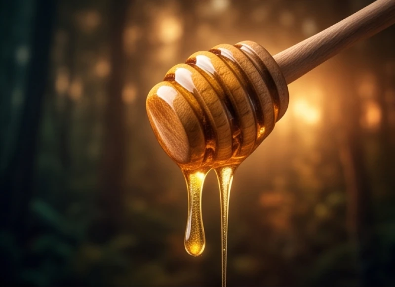 Những giọt mật ong rừng nguyên chất ánh lên sắc vàng óng ả mang lại cảm giác thư thái và an tâm