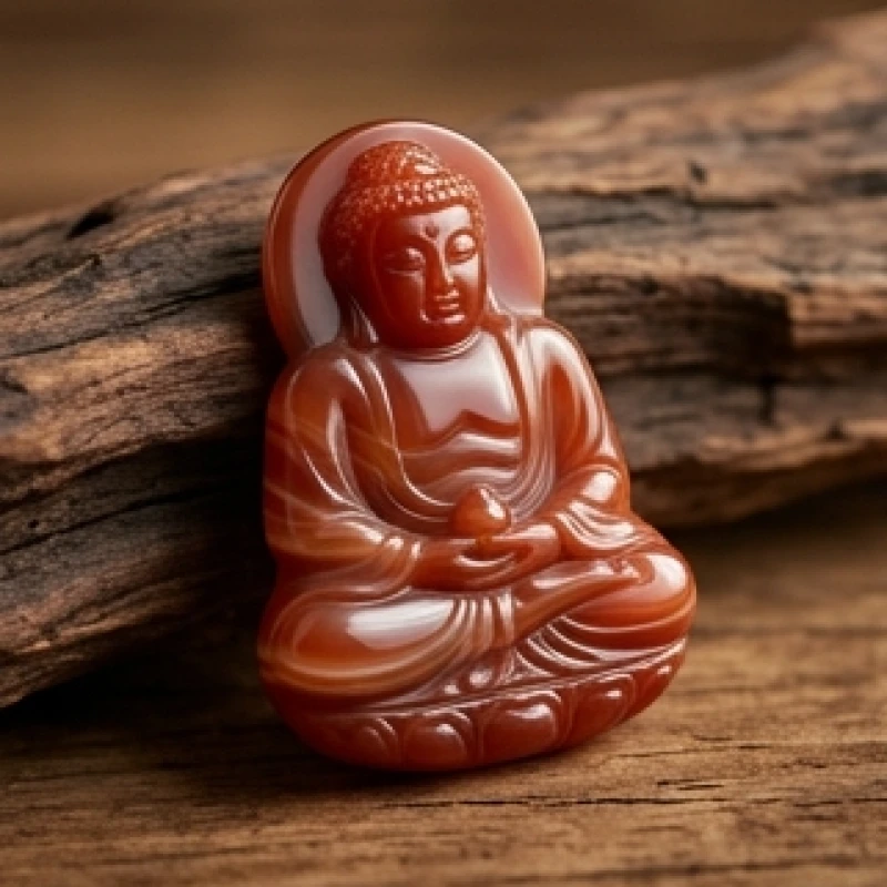 Phật bản mệnh tuổi Mùi: Chọn đá theo ngũ hành & quy tắc thỉnh 3 Mặt dây chuyền Phật bằng đá mã não đỏ bóng bẩy với đường vân tự nhiên dành cho mệnh Hỏa