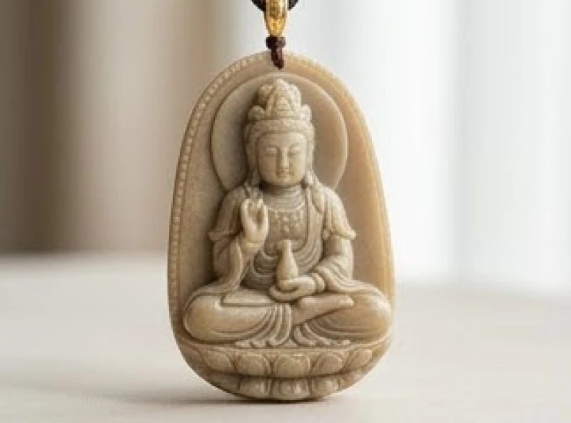 Tôn tượng Đại Thế Chí Bồ Tát chạm khắc tỉ mỉ trên đá tự nhiên sáng bóng mang lại sự bình an