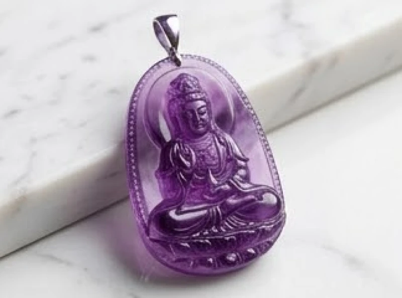 Mặt dây chuyền Phật Đại Thế Chí Bồ Tát làm từ đá thạch anh tím cao cấp dành cho tuổi Mậu Ngọ