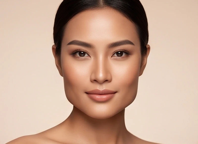 Khuôn mặt nữ giới với đường nét góc cạnh thể hiện sự kiên định của tướng cằm vuông