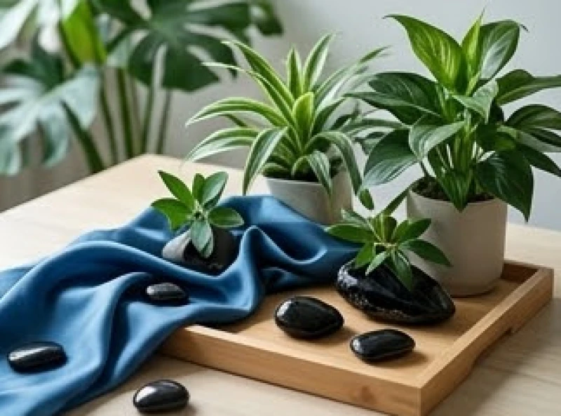 Các vật phẩm trang trí nội thất mang tông màu xanh lá và đen hợp phong thủy