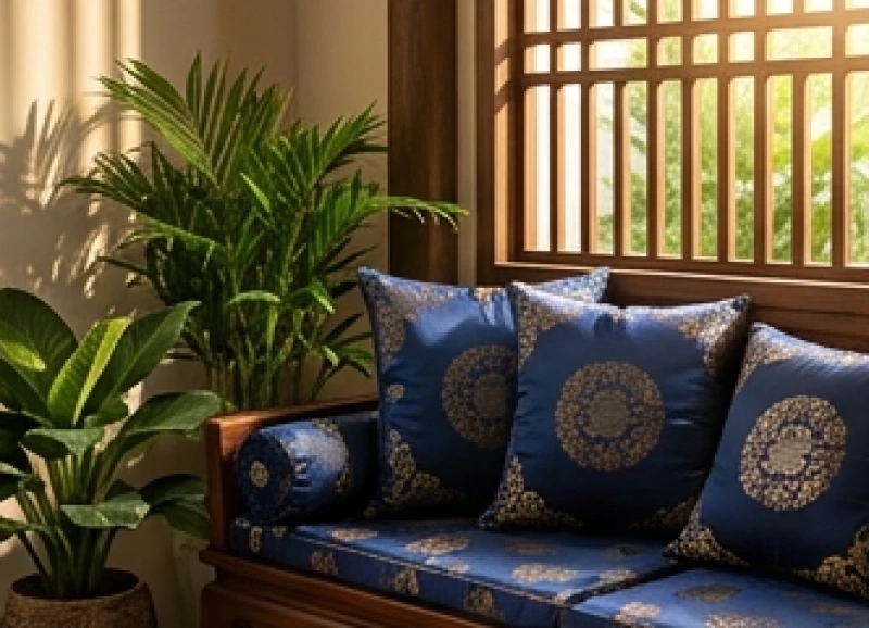 Phối cảnh không gian sống sử dụng tông màu xanh lá và xanh dương tương sinh với mệnh Tang Đố Mộc