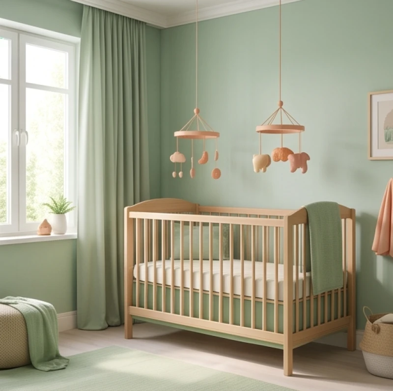 Không gian phòng ngủ tông màu xanh lá pastel tương sinh cho bé tuổi Giáp Thìn 2024