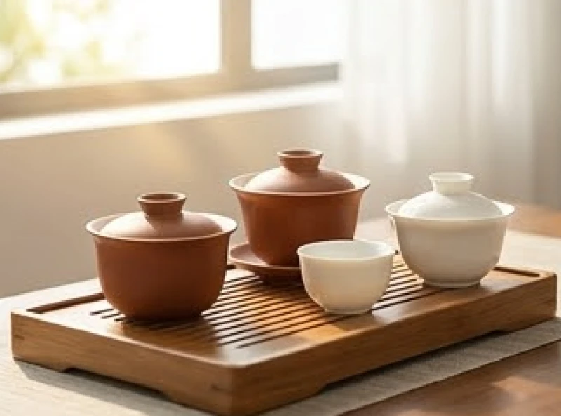 Bộ ấm trà gốm sứ màu nâu đất và trắng thanh lịch phù hợp với ngũ hành bản mệnh