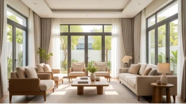 Không gian nội thất hiện đại với màu sơn nhà hợp tuổi tỵ giúp cân bằng phong thủy và thu hút vượng khí cho gia chủ