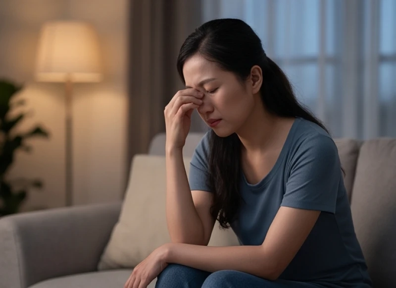 Mơ thấy gia đình bên vợ bên chồng: Điềm báo và sổ mơ trọn bộ 7 Gương mặt người phụ nữ lộ rõ vẻ mệt mỏi và suy tư khi ngồi một mình trên ghế sofa