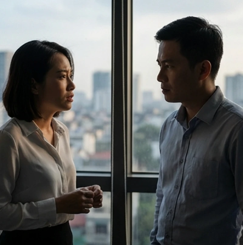 Hai đồng nghiệp đang căng thẳng tranh luận trong văn phòng làm việc phản ánh sự rạn nứt giao tiếp