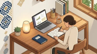 Góc học tập phong cách hiện đại kết hợp các yếu tố phong thủy tương sinh cho học sinh tuổi Mậu Tý