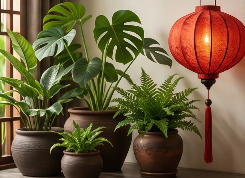 Các vật phẩm trang trí màu xanh lá cây thuộc hành Mộc giúp bổ trợ sinh khí cho mệnh Hỏa