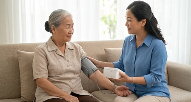 Đo và theo dõi chỉ số huyết áp tại nhà cho người cao tuổi để phòng ngừa rủi ro đột quỵ