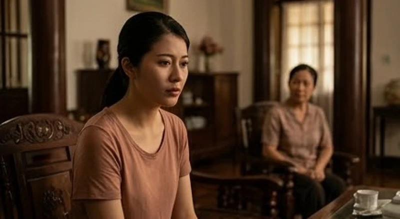 Ánh mắt đăm chiêu của người phụ nữ trẻ khi phải đối mặt với áp lực vô hình từ mối quan hệ mẹ chồng nàng dâu