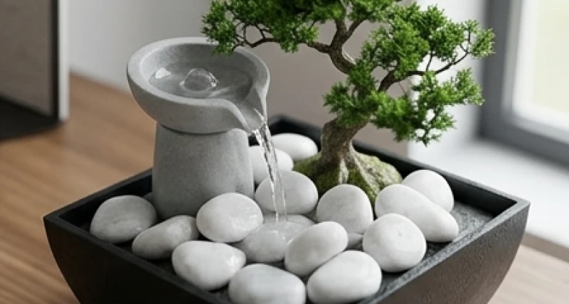 Sự kết hợp giữa Kim và Thủy qua tiểu cảnh nước chảy trên đá thạch anh trắng