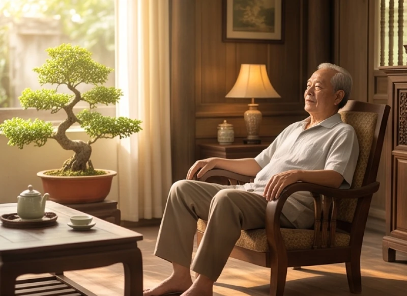 Người tuổi Đinh Dậu 1957 thư giãn trong không gian xanh mát để cân bằng ngũ hành bản mệnh