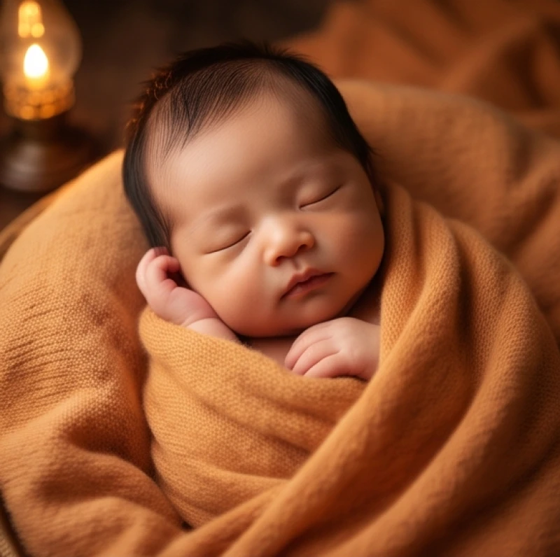 Trẻ sơ sinh tuổi Giáp Thìn 2024 mang mệnh Phú Đăng Hỏa với nét mặt thông minh và điềm tĩnh