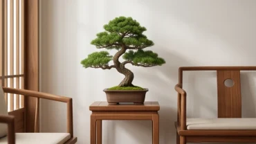 Không gian phong thủy với cây xanh và nội thất gỗ cho người quan tâm mệnh mộc sinh năm nào
