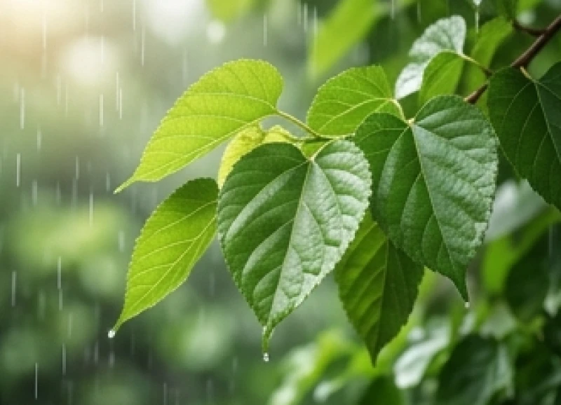 Cây dâu tằm sinh trưởng xanh tốt vươn lên đón nhận những hạt mưa tinh khiết mát lành