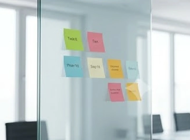 Bức tường dán các ghi chú công việc được chia nhỏ thành nhiều phần đại diện cho phương pháp chạy nước rút