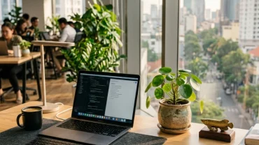 Một góc bàn làm việc chuẩn ngũ hành áp dụng mẹo phong thủy giúp tuổi tý thăng tiến trong sự nghiệp
