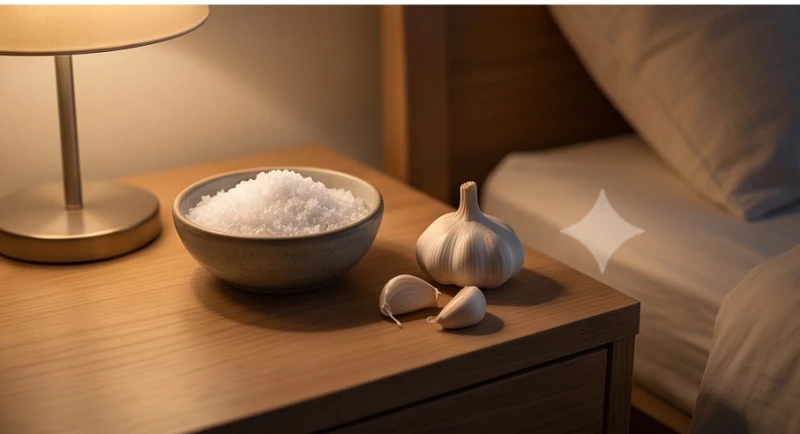 Mơ thấy bị truy sát: Điềm báo bối cảnh & mẹo hóa giải ác mộng 8 Bát muối hạt và tép tỏi đặt ở góc phòng ngủ giúp xua đuổi năng lượng xấu