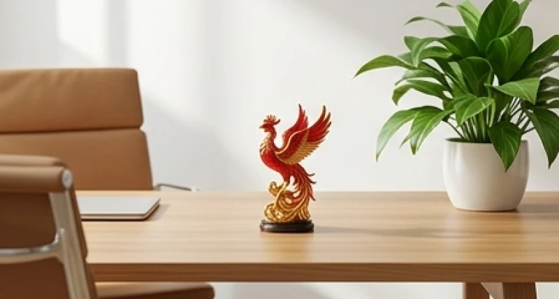 Tượng chim thiêng màu đỏ trên bàn làm việc giúp ứng nghiệm cát mộng mơ thấy phượng hoàng