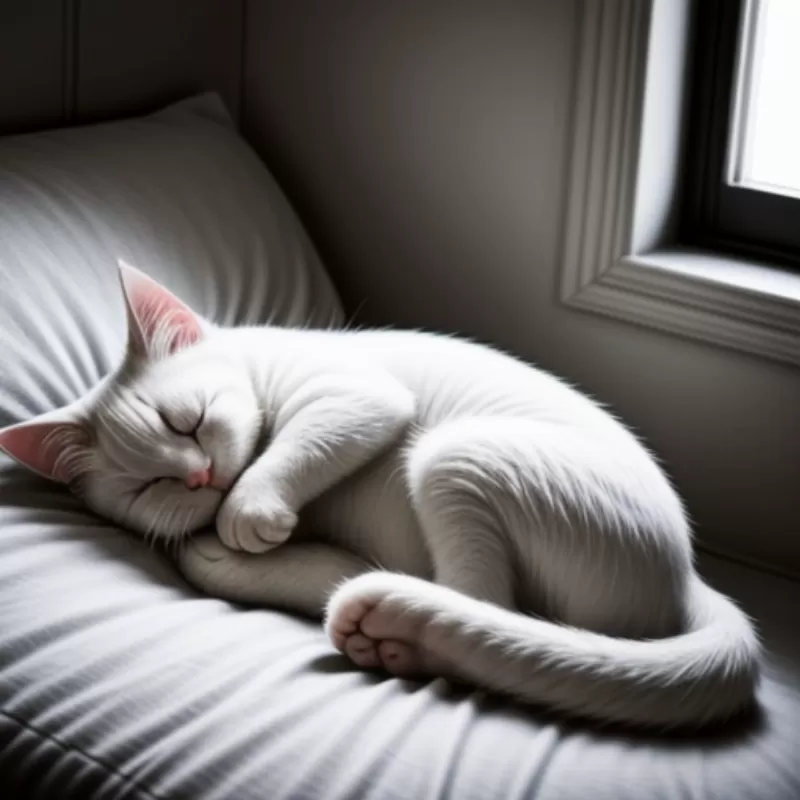 Mèo Trắng Đang Ngủ