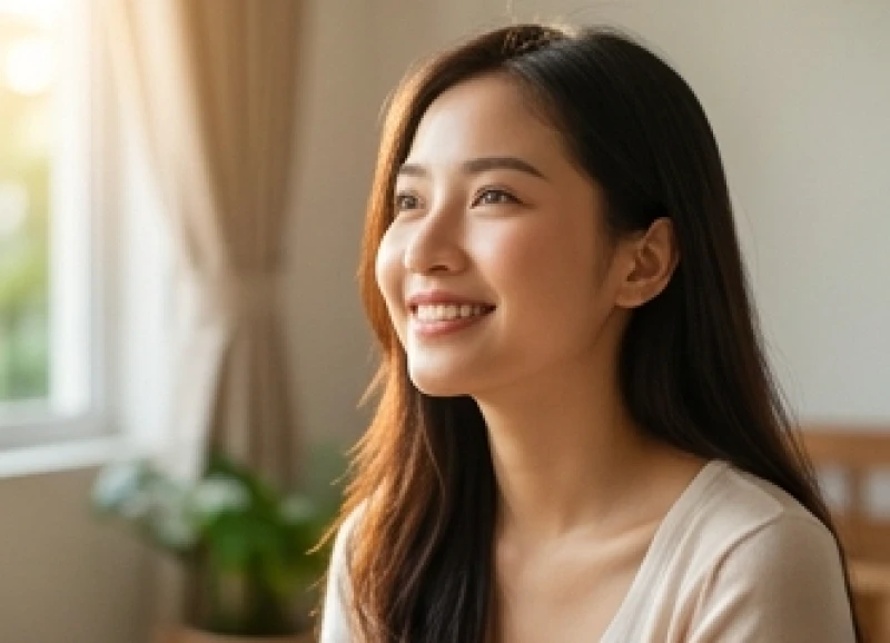 Điềm báo sắp có tin vui: Dấu hiệu nhận biết và cách giữ trọn lộc 2 Người phụ nữ mỉm cười rạng rỡ khi cảm nhận được sự sảng khoái và tràn đầy năng lượng vào buổi sáng